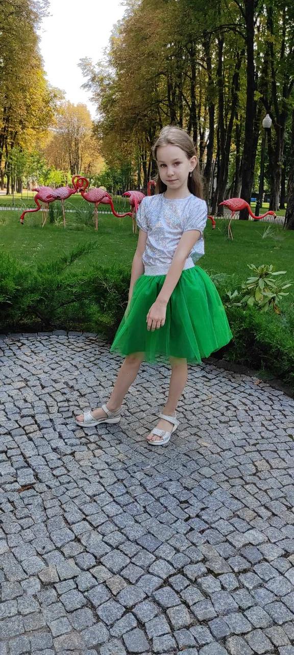 Спідниця з фатину для дівчинки зеленого кольору від 2 до 10 років 98-164 см, фото 1