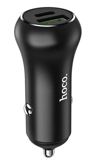 Автомобільний зарядний пристрій зі швидкою зарядкою QC 3.0/PD HocoZ38 |1USB, 1Type-C, QC/PD, 3A, 38W| Чорний
