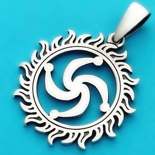 Символ Роду в Cонце слов'янський оберіг - підвіска зі срібла 925 проби (30 мм, 7 г)