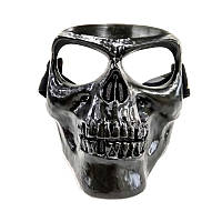 Мотомаска Череп чорна BSD 0904, біле скло