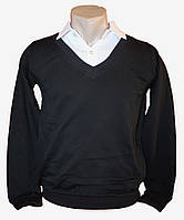 Сорочка для хлопчика імітація пуловер білий комір (від 6 до 14 років) - арт.1453690892