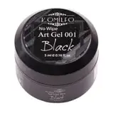 Арт-гель БЕЗ липкого шару Komilfo No Wipe Art Gel Black 001 (чорний), 5 мл, фото 3