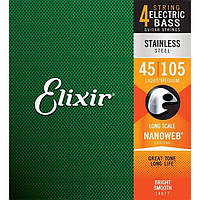 Струны Elixir 14677 Stainless Steel Nanoweb Light Medium 45-105