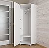 Біла кутова шафа розпашна з полицями і штангою, шафа для одягу в передпокій шириною 70 см Opendoors, фото 2