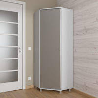 Серый угловой шкаф распашной с полками и штангой, шкаф для одежды в прихожую шириной 70 см Opendoors Металлик