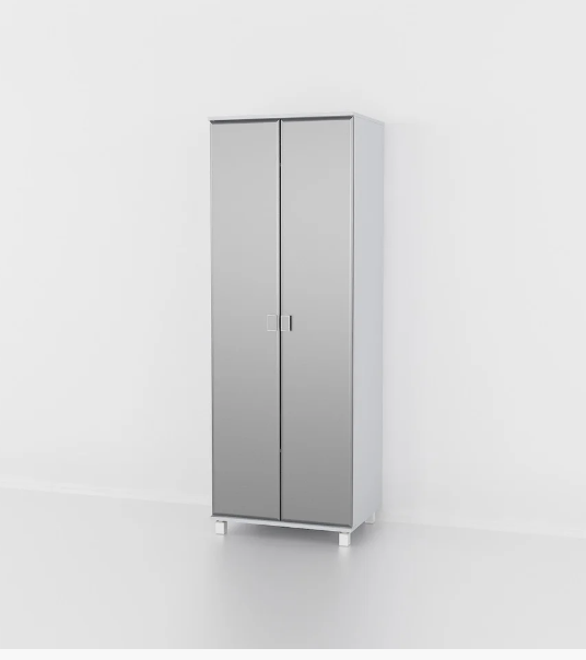 Містка шафа розпашна дводверна, маленька шафа для одягу зі штангою і полицями Opendoors, фото 1