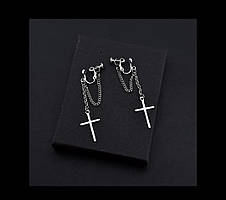 Модні обманки кліпси сережки хрестики — підвіски в стилі панк, з підвіскою у формі хрестиків