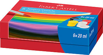 Гуаш темпера Faber-Castell Tempera / Gouache, 6 кольорів в баночках, 6 х 20 мл, 121040
