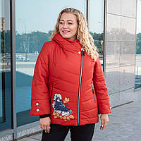 Женские Демисезонные куртки больших размеров 50-60 красный
