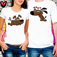 Парные футболки для влюбленных "Влюбленные собачки"