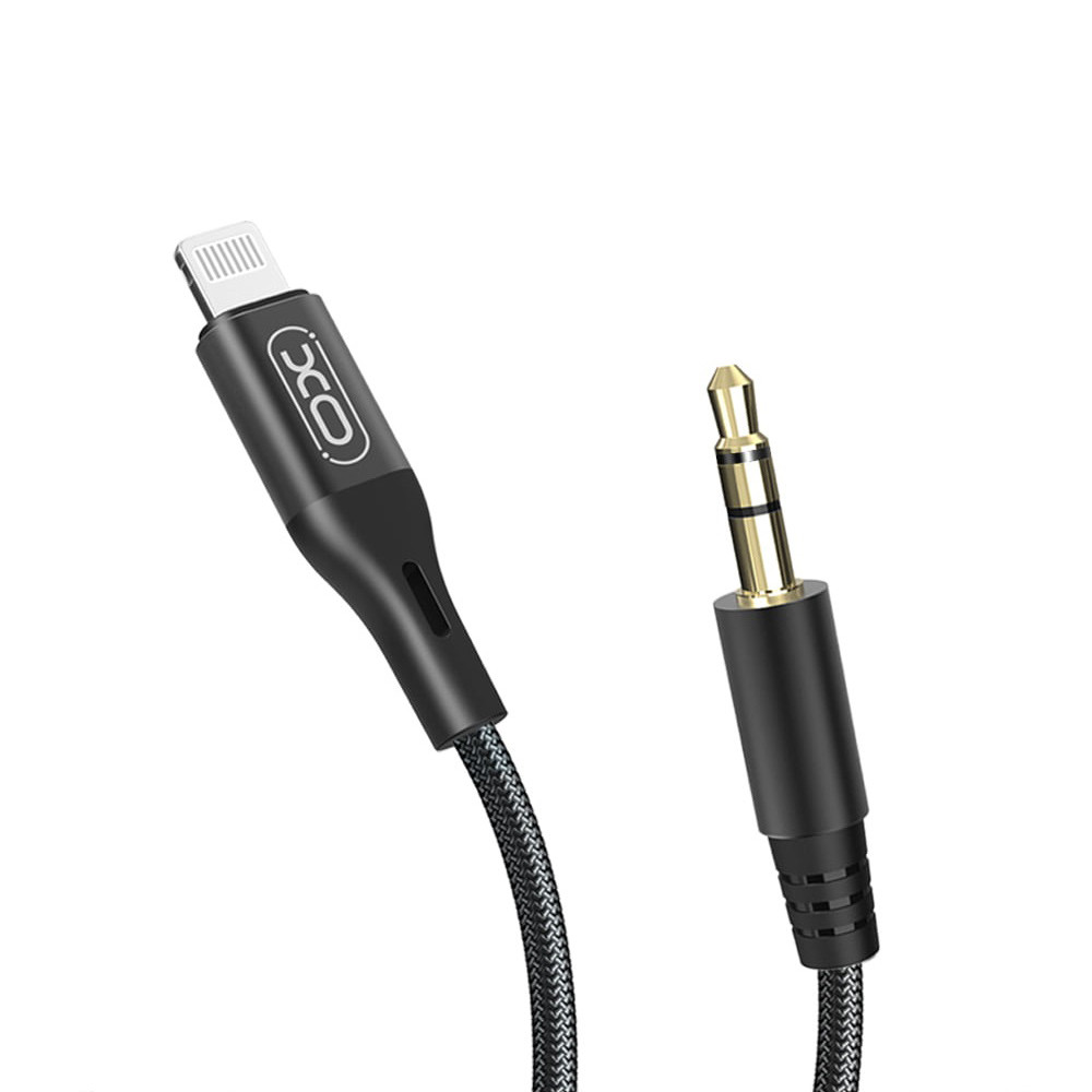Кабель AUX XO NB155 3.5mm to Lightning Black