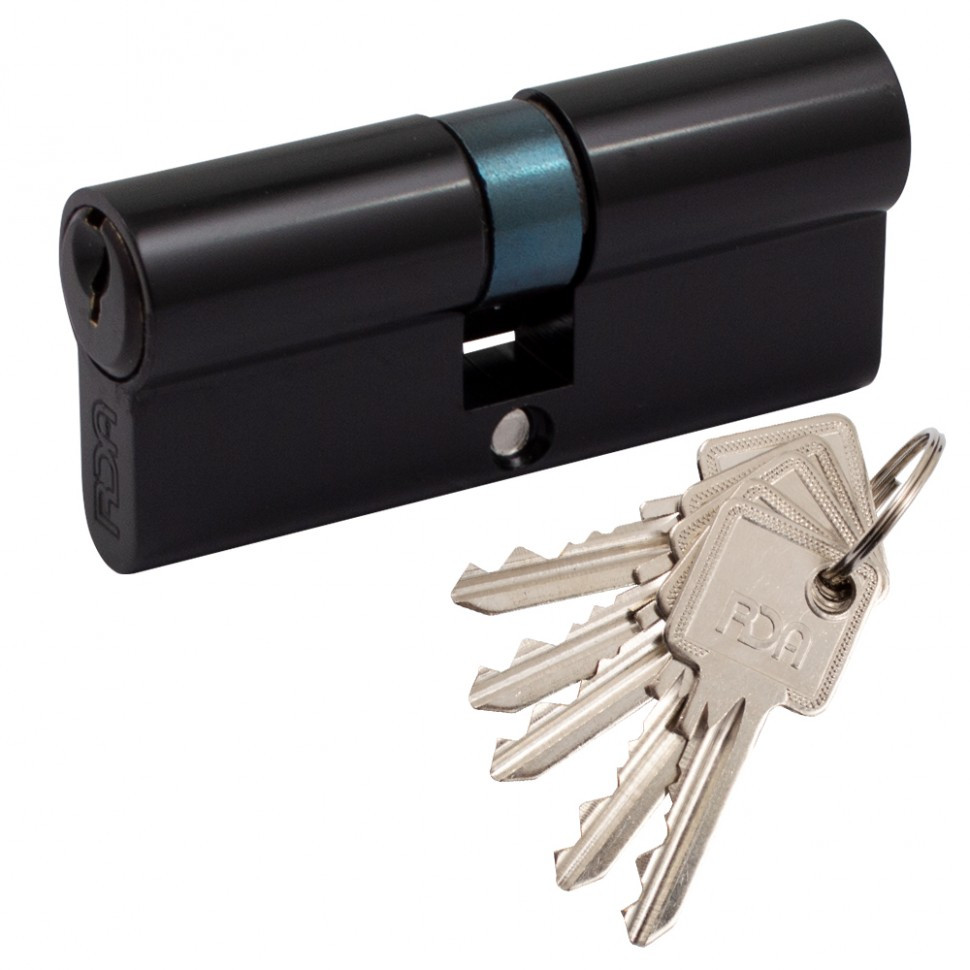 Циліндр дверної RDA 35/35 мм, англійська ключ / ключ, 5 ключів чорний