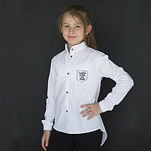 Блузка сорочка для дівчинки, з довгим рукавом, біла, SmileTime Crazy