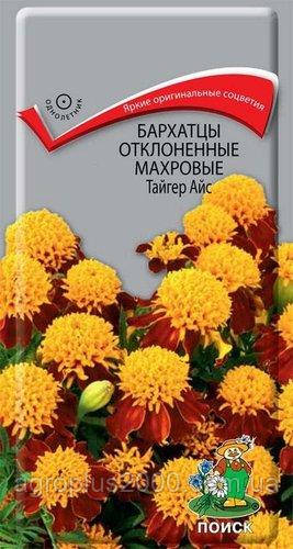 Насіння Чорнобривці низькорослі махрові Тайгер Айс 0,4 грама Пошук