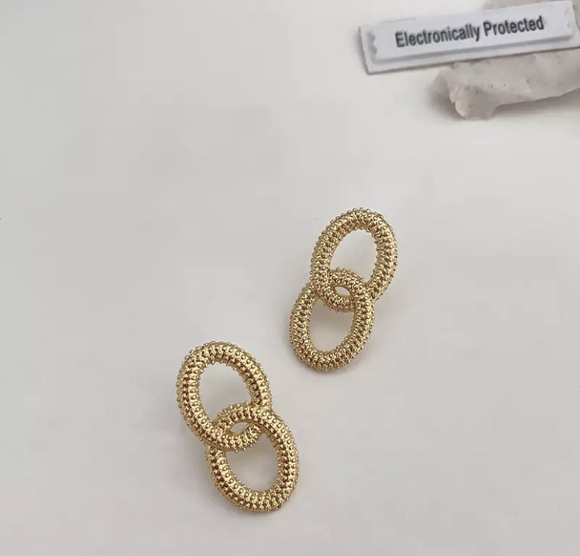 Ребристі сережки-ланцюга в кольорі золото біжутерія