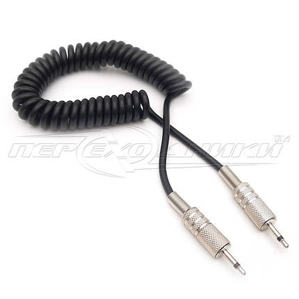 Аудіо кабель 2.5 mm моно to 2.5 mm в екрані моно jack, спіраль, фото 2