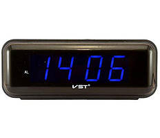Годинник VST 738-5 Чорний корпус Синій цифри 220 вольтів