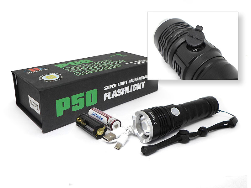 Ліхтар поліцейський micro USB Bailong 1х18650 BL-A73-P50 120шт 8777, фото 1