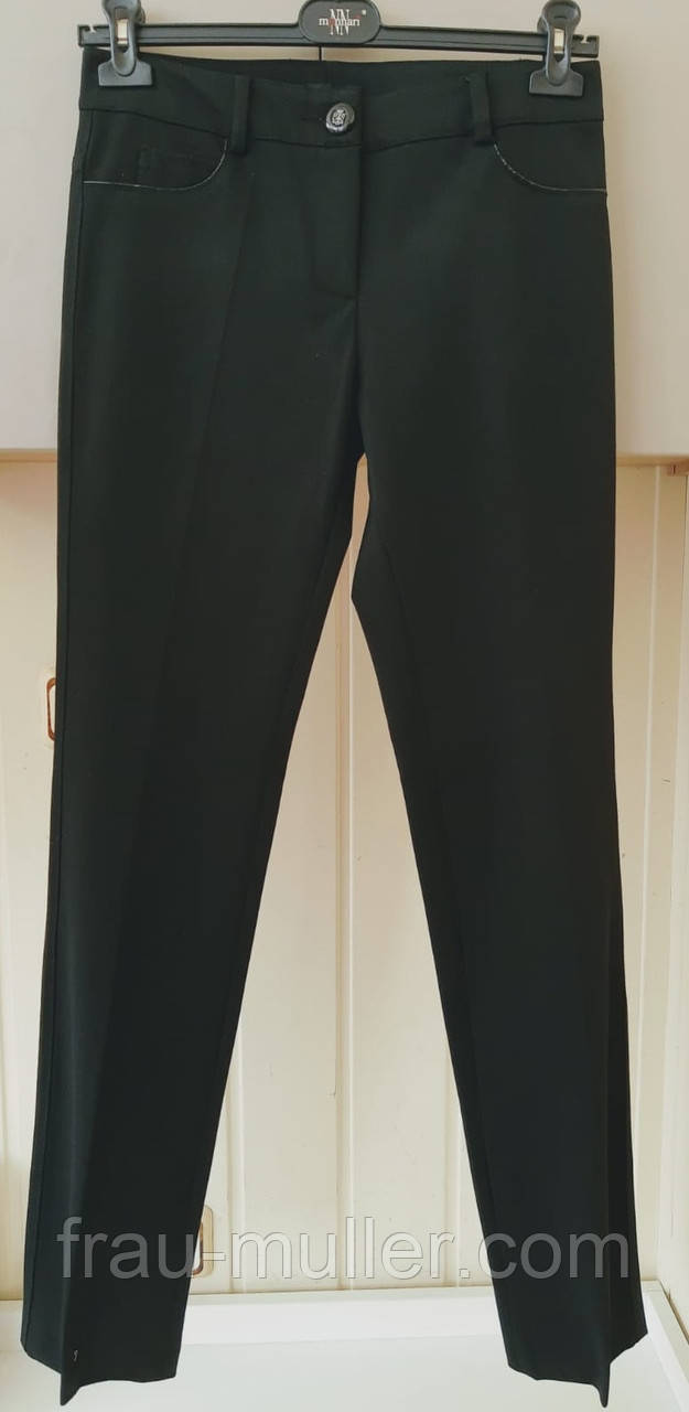 Штани обуженные чорні з щільної тканини з високою посадкою Absolu, фото 1