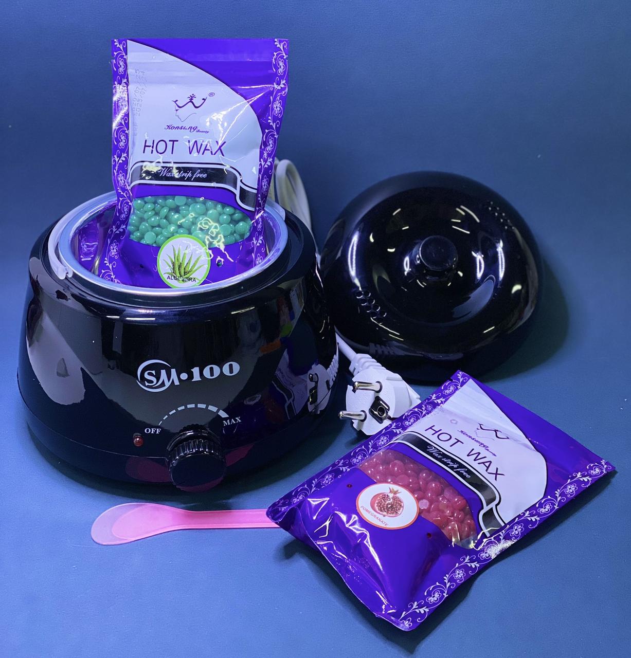 Набір для депіляції з воскоплавом SM100 чорним + 2 воску 100г