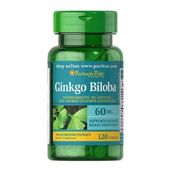 Гінкго білоба Puritan's Pride Ginkgo Biloba 60 mg (120 табс) пурітанс прайд