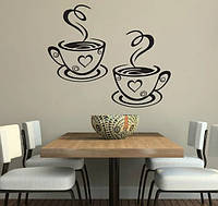 Наклейка для декора интерьера виниловая Чашки с кофе
