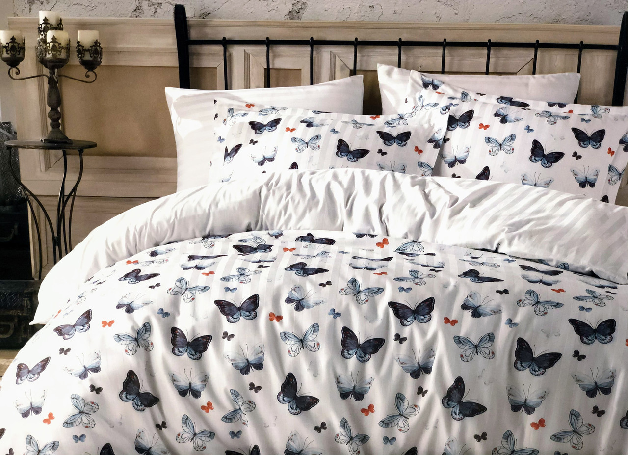 Постільна білизна Maison d'or Butterfly Valley Blue блакитний Сатин Люкс