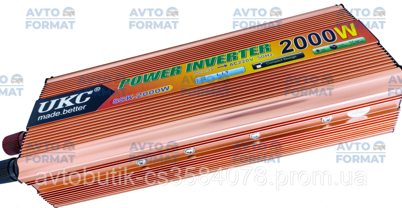 Перетворювач напруги UKC 12V-220V 2000W, авто інвертор 12В-220В 2000Вт, фото 1