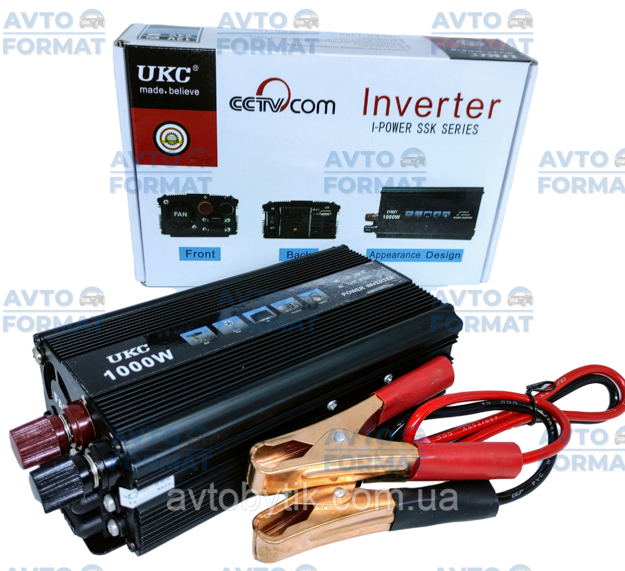 Авто інвертор UKC 12V-220V 1000W, Перетворювач напруги 12В-220В 1000Вт