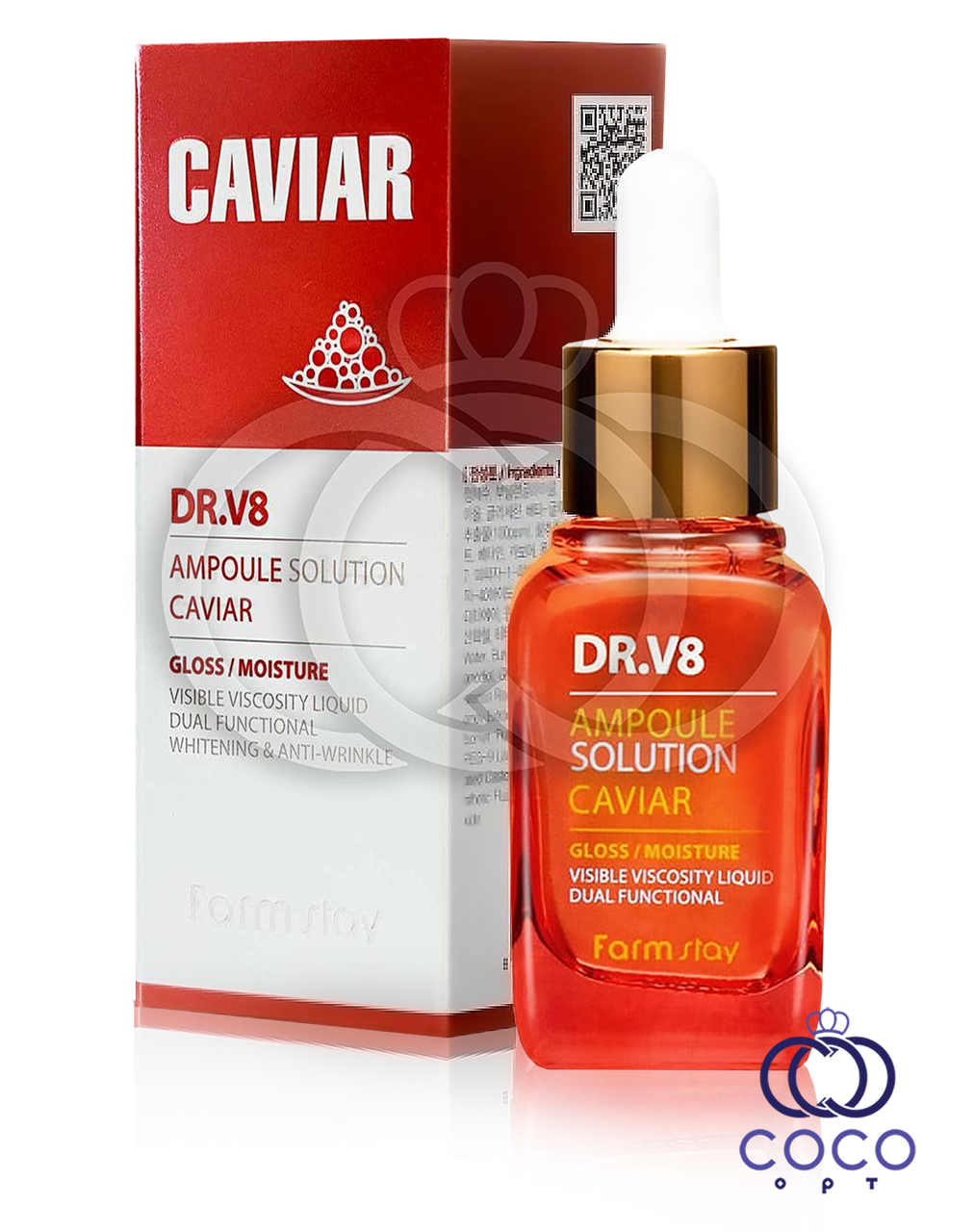 Ампульних сироватка для обличчя FarmStay DR.V8 Ampoule Solution Caviar 30 мл