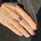 Жіноче срібне кільце з золотими пластинами Арія, фото 9