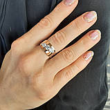 Жіноче срібне кільце з золотими пластинами Арія, фото 6