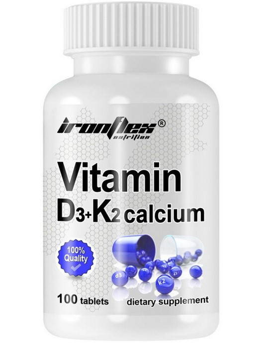 Вітамін д3 вітамін к2 IronFlex Vitamin D3+K2 calcium 100 tabs, фото 1
