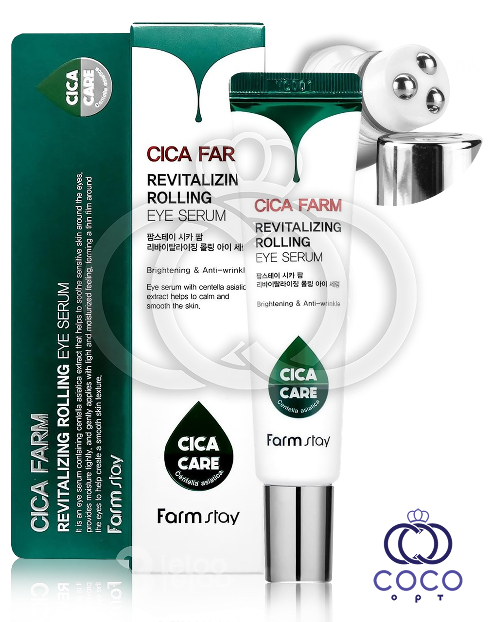 Сироватка для очей FarmStay Cica Farm Revitalizing Rolling Eye Serum з центеллой азіатській, фото 1