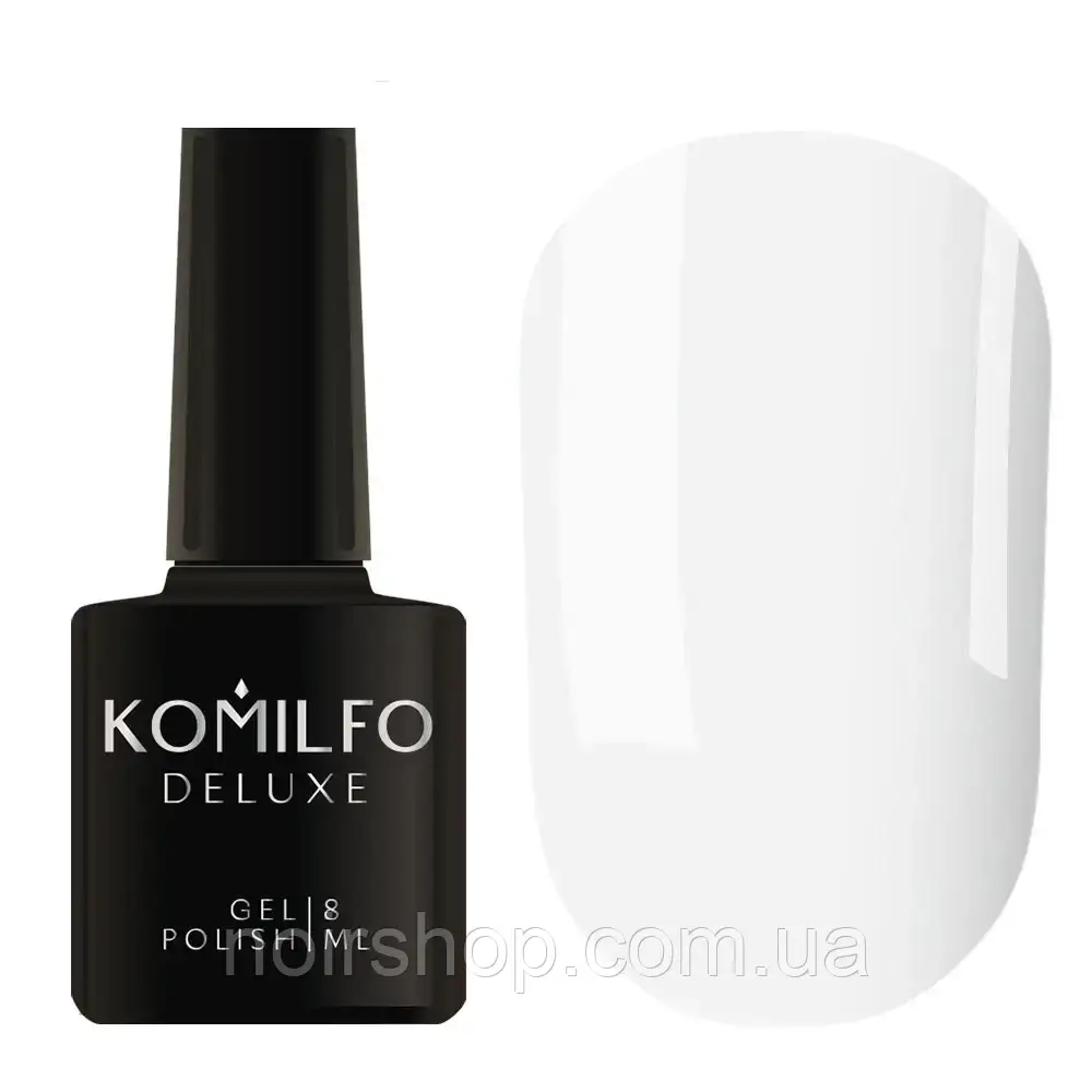 Гель-лак Komilfo Deluxe Series NoD002 (білий порцеляновий, емаль), 8 мл