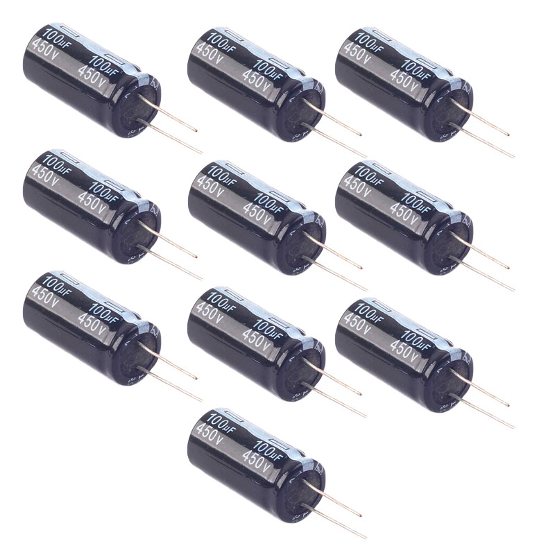 Конденсатор 100мкФ 450В 10шт, електролітичний алюмінієвий 105С, фото 1