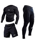 Чоловічий компресійний костюм Under Armour 3в1: Рашгард, шорти, легінси, футболка. компресійний комплект., фото 3