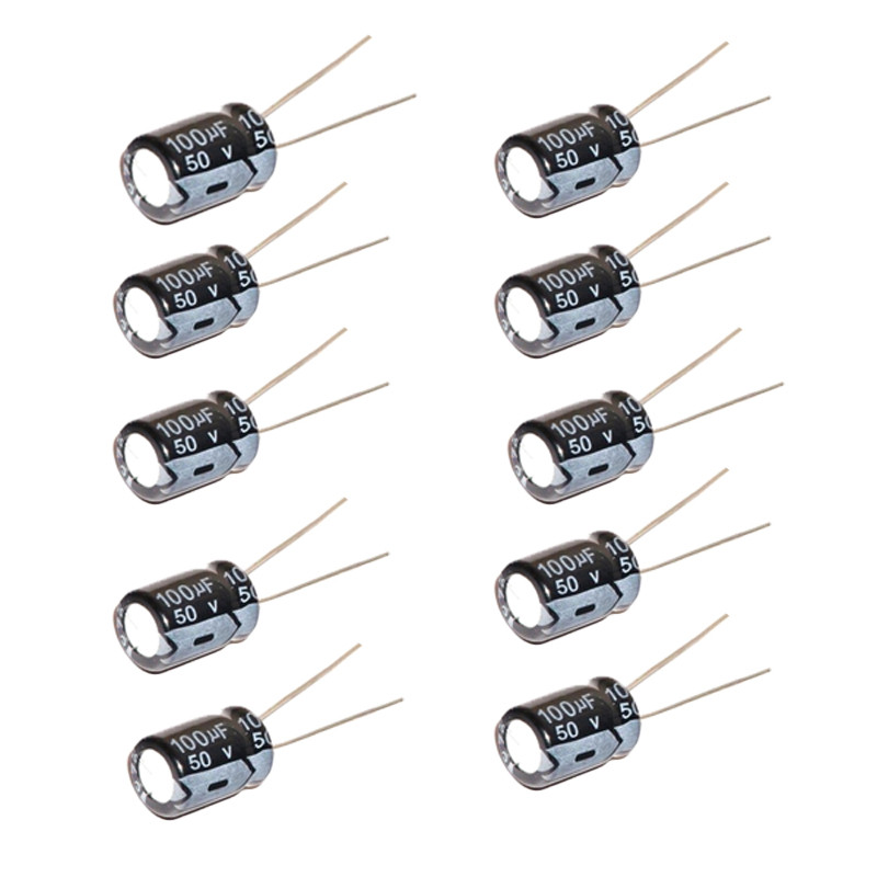 Конденсатор 100мкФ 50В 10шт, електролітичний алюмінієвий 105С, фото 1
