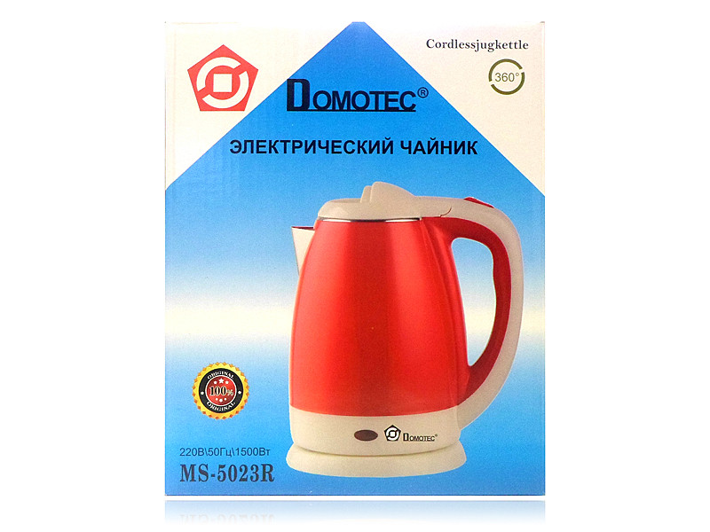 Електрочайник нерж. 2.0л 1500Вт Domotec червоний 5023R