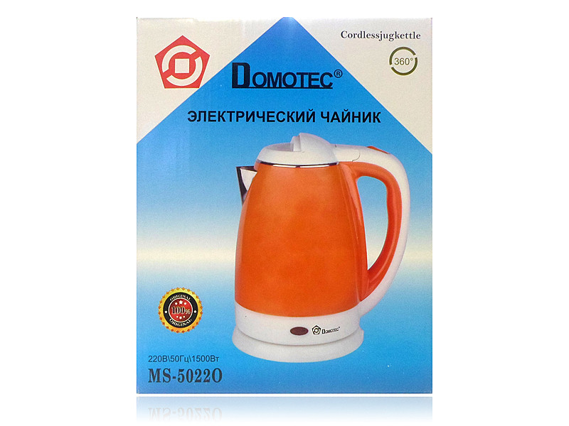 Електрочайник нерж. 2.0л 1500Вт Domotec помаранчевий 5022O