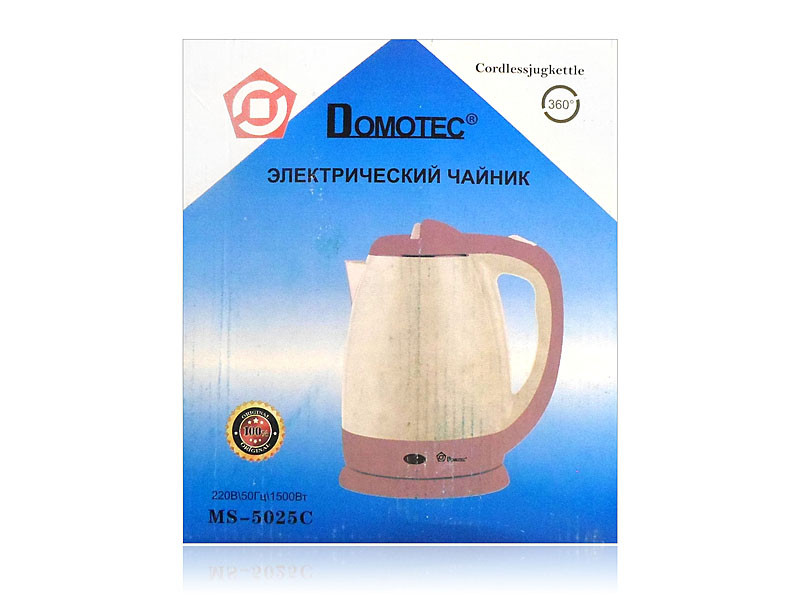 Чайник електричний з нержавіючої сталі 2,5л 1500Вт (білий) Domotec MS-5025C 12шт 7063
