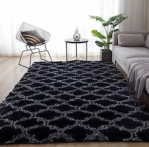 Хутровий ворсистий великий килимок Травичка 230 х 200 см з довгим ворсом, фото 1