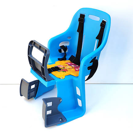 Блакитне з сірим велокресло дитяче велосипедне крісло на велосипед, фото 1