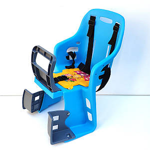 Блакитне з сірим велокресло дитяче велосипедне крісло на велосипед