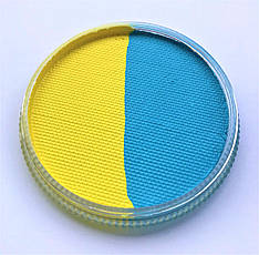 Аквагрим GrimMaster двоколірний Жовтий&Блакитний Bicolor Yellow&Blue 32 g, фото 2