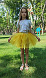 Пишна спідниця для дітей із фатину в 6 шарів жовтого кольору для дівчаток р.86-146, фото 2