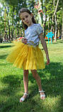 Пишна спідниця для дітей із фатину в 6 шарів жовтого кольору для дівчаток р.86-146, фото 3