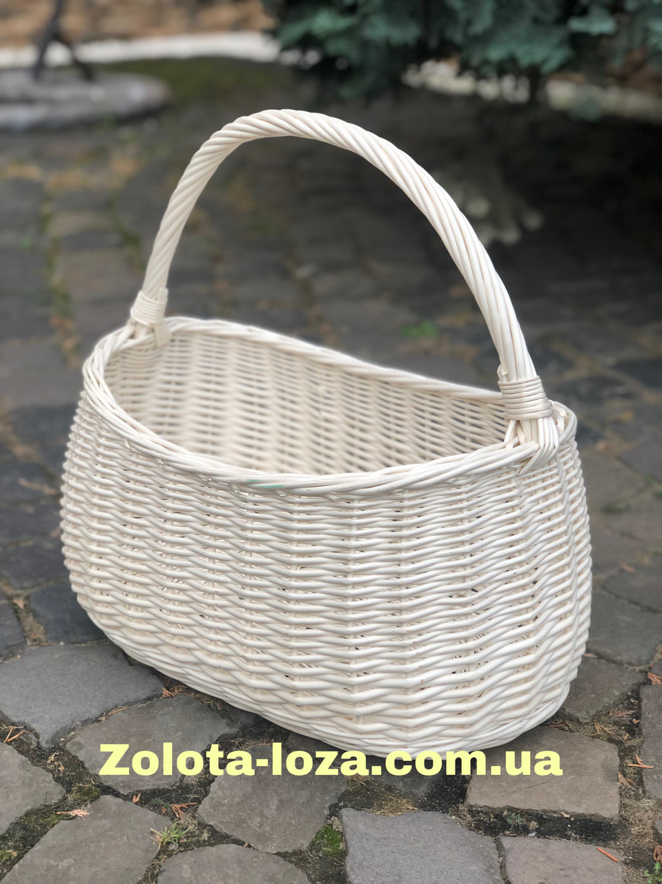 Плетений кошик з вибіленої лози. Арт:99091, фото 1