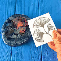 Наліпки колір "золото", сет "Лист гінкго" з 1 шт. Art Resin Stickers. Для технік ResinArt