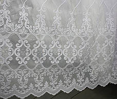 Тюль лляна з вишивкою Ізабелла колір Білий (холодний), фото 4